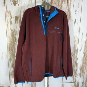 Columbia Men's V-Neck Fuzzy Sweater - Maroon and Blue. Size XXL. Excellent cond!
